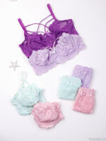 ست شورت و سوتین گیپور فنردار ژوبین کد 1100