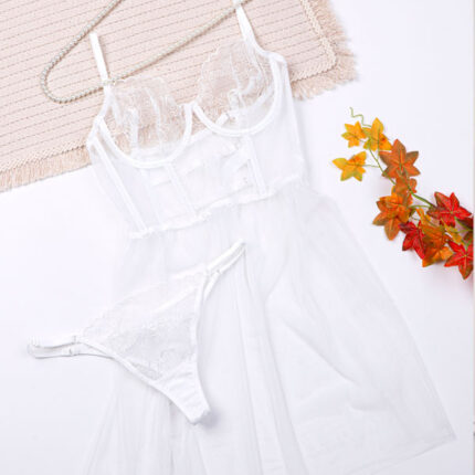 ست شورت و پیراهن برالت توری فنردار Bereta برتا گلدوزی کد 2100OZW