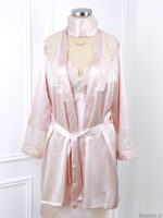 لباس خواب ساتن زنانه سه تکه کاپدار اما EMA کد 5384