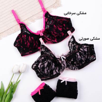 ست شورت و سوتین گیپور فنردار ژوبین کد 1016