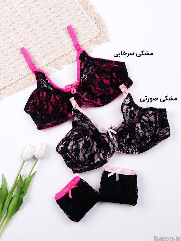 ست شورت و سوتین گیپور فنردار ژوبین کد 1016