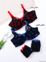 ست شورت و سوتین گیپور فنردار ژوبین کد 1016