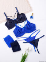 ست شورت و سوتین سه تیکه توری فنردار ژوبین کد 1368