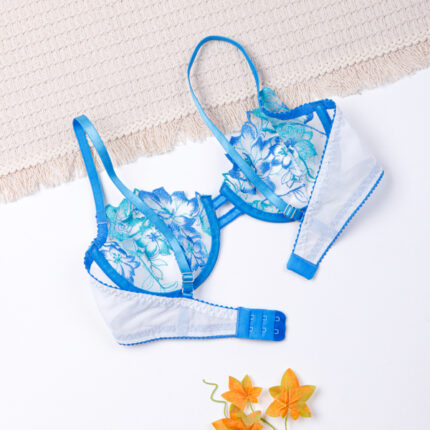 ست شورت و سوتین فنردار توری ژینا Jina آبی کد 1148