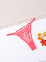 ست شورت و سوتین فنردار توری ژینا Jina مرجانی طرح B کد 2005