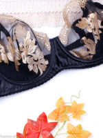 ست شورت و سوتین فنردار توری ژینا Jina مشکی طلایی طرح B کد 1009 - Image 3