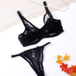 ست شورت و سوتین فنردار توری ژینا Jina مشکی کد 5533