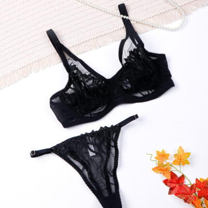 ست شورت و سوتین فنردار توری ژینا Jina مشکی کد 5533