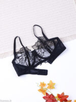 ست شورت و سوتین فنردار توری ژینا Jina مشکی طرح C کد 1007