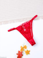 ست شورت و سوتین فنردار توری ژینا Jina زرشکی کد 1009