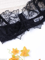 ست شورت و سوتین فنردار توری ژینا Jina مشکی طرح C کد 1007