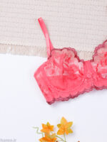 ست شورت و سوتین فنردار توری ژینا Jina مرجانی طرح B کد 2005