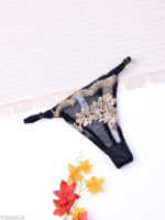 ست شورت و سوتین فنردار توری ژینا Jina مشکی طلایی طرح B کد 1009