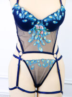 ست شورت و برالت سه تکه دانتل فنردار Bereta برتا گلدوزی کد 6500N