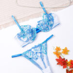 ست شورت و سوتین فنردار توری ژینا Jina آبی کد 1148