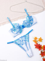 ست شورت و سوتین فنردار توری ژینا Jina آبی کد 1148