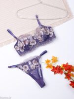 ست شورت و سوتین فنردار توری ژینا Jina بنفش کد 2005