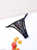 ست شورت و سوتین فنردار توری ژینا Jina مشکی طلایی طرح B کد 1009