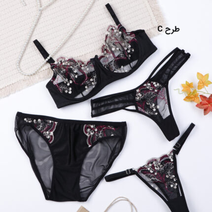 ست شورت و سوتین چهار تیکه فنردار آداک Adak طرح C کد 562