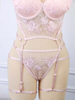 ست شورت و برالت سه تکه دانتل فنردار Bereta برتا گلدوزی کد 6500P