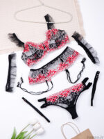 ست بند جوراب و شورت و سوتین چهار تیکه فنردار توری Bereta برتا کد 4030RB